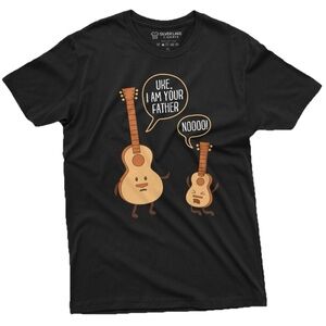 “Uke I Am Your Father” Funny Ukulele Guitar Star Wars Music Crew Neck T Shirt LG